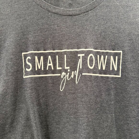 Small Town Girl Graphic T-Shirt Bella+Canvas L Navy Blue Cotton Blend Crewneck - Picture 9 of 9